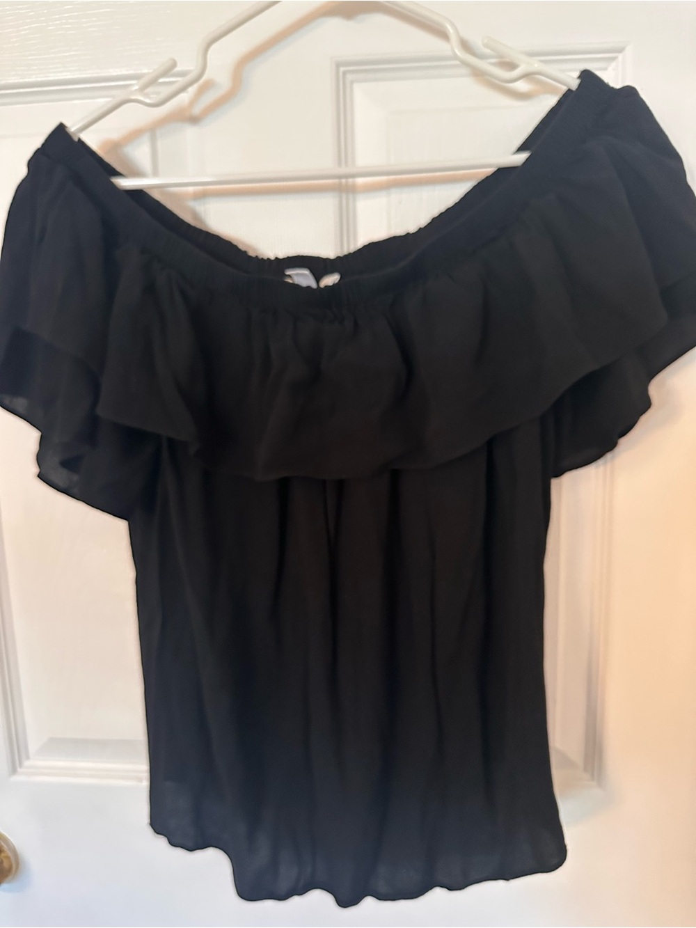 Addition Elle Black Off-Shoulder Ruffle Tunic